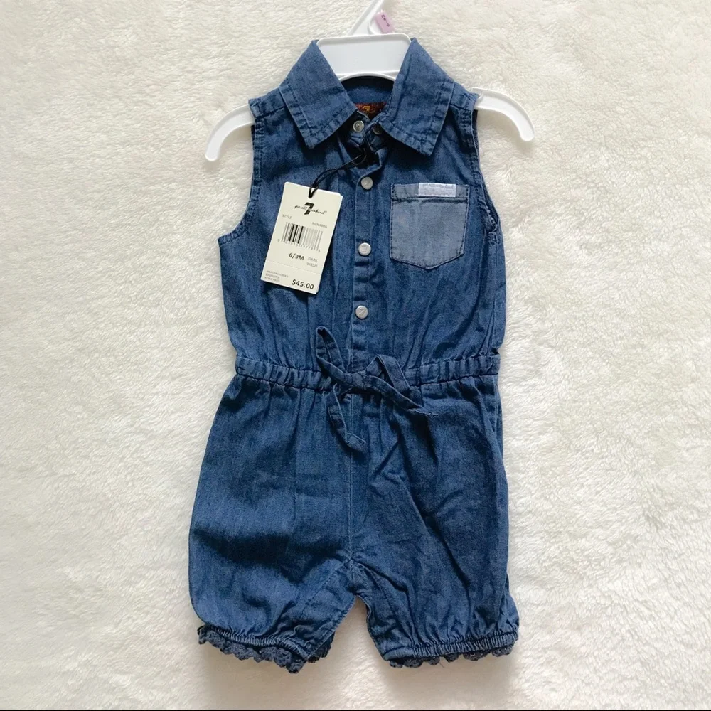 NWT 7FAM infant denim romper